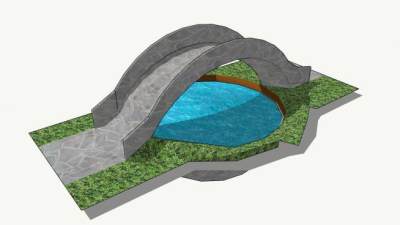 自然风观景石桥SU模型下载_sketchup草图大师SKP模型