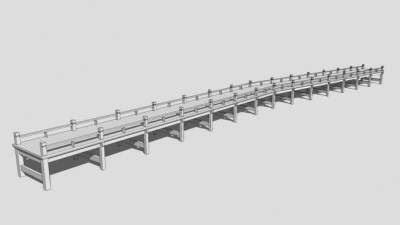 现代梁式石桥SU模型下载_sketchup草图大师SKP模型