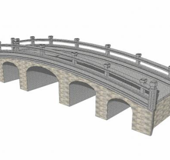 中式石拱桥建筑SU模型下载_sketchup草图大师SKP模型