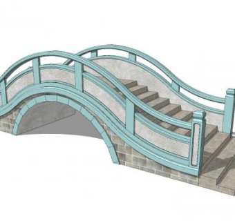 中式园林石拱桥SU模型下载_sketchup草图大师SKP模型