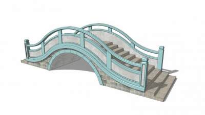 中式园林石拱桥SU模型下载_sketchup草图大师SKP模型