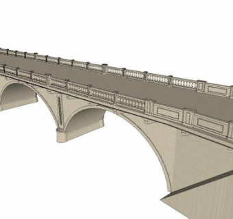 简欧河道桥梁SU模型下载_sketchup草图大师SKP模型