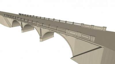 简欧河道桥梁SU模型下载_sketchup草图大师SKP模型