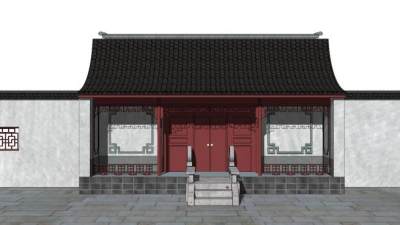 中国古代大门su模型下载_sketchup草图大师SKP模型