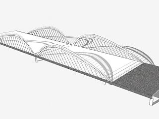 现代组合体系桥设计SU模型下载_sketchup草图大师SKP模型