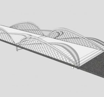 现代组合体系桥设计SU模型下载_sketchup草图大师SKP模型