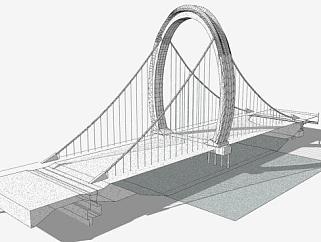 现代大桥悬索桥SU模型下载_sketchup草图大师SKP模型