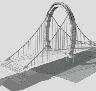 现代大桥悬索桥SU模型下载_sketchup草图大师SKP模型
