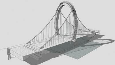 现代大桥悬索桥SU模型下载_sketchup草图大师SKP模型