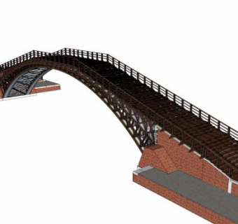 自然风阶梯拱桥SU模型下载_sketchup草图大师SKP模型