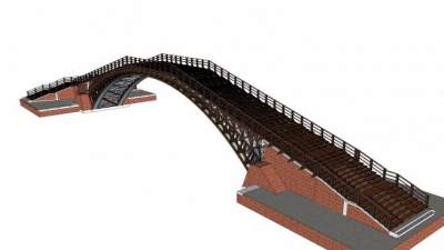 自然风阶梯拱桥SU模型下载_sketchup草图大师SKP模型