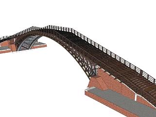 自然风阶梯拱桥SU模型下载_sketchup草图大师SKP模型