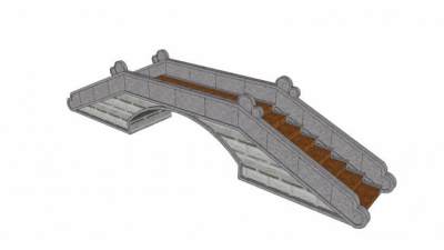 中式阶梯石拱桥SU模型下载_sketchup草图大师SKP模型