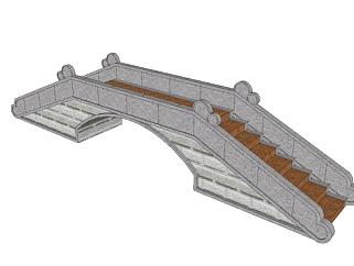 中式阶梯石拱桥SU模型下载_sketchup草图大师SKP模型