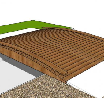 现代观赏木板桥SU模型下载_sketchup草图大师SKP模型