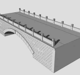 现代石桥砖桥SU模型下载_sketchup草图大师SKP模型
