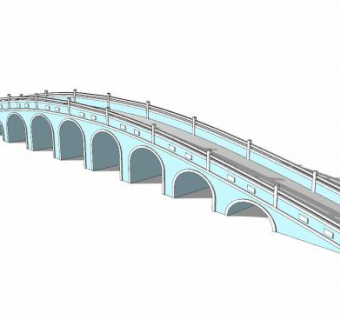 自然风蓝色石桥SU模型下载_sketchup草图大师SKP模型