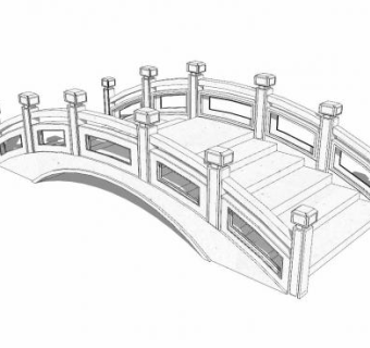 现代阶梯拱桥SU模型下载_sketchup草图大师SKP模型