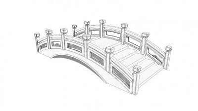 现代阶梯拱桥SU模型下载_sketchup草图大师SKP模型