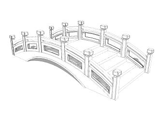 现代阶梯拱桥SU模型下载_sketchup草图大师SKP模型
