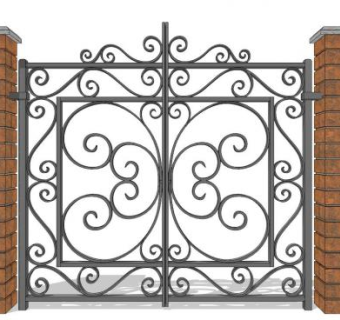 简单铁艺门su模型下载_sketchup草图大师SKP模型