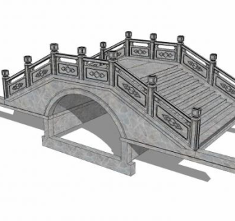 中式自然风石桥SU模型下载_sketchup草图大师SKP模型