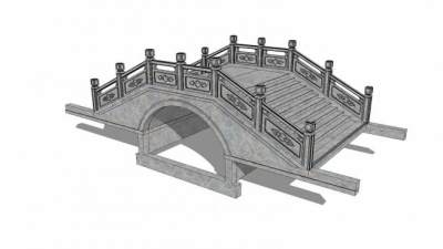 中式自然风石桥SU模型下载_sketchup草图大师SKP模型