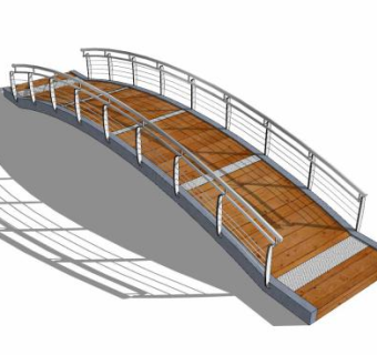 现代金属木板桥SU模型下载_sketchup草图大师SKP模型