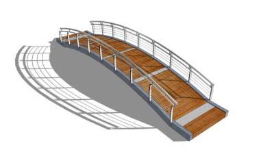 现代金属木板桥SU模型下载_sketchup草图大师SKP模型