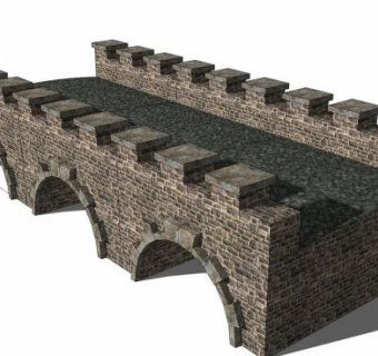 复古砖砌石桥SU模型下载_sketchup草图大师SKP模型
