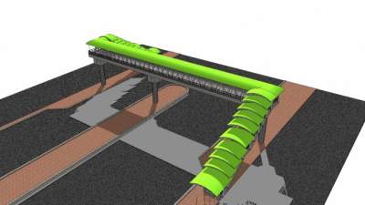 现代公路过街天桥SU模型下载_sketchup草图大师SKP模型