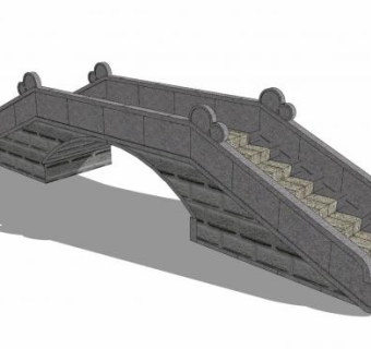 仿古石阶拱桥SU模型下载_sketchup草图大师SKP模型