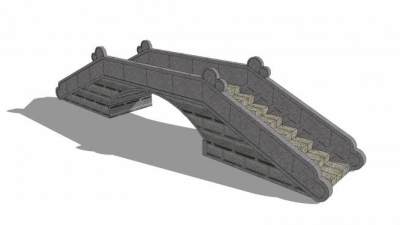 仿古石阶拱桥SU模型下载_sketchup草图大师SKP模型