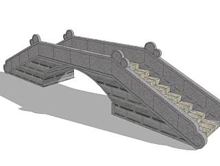 仿古石阶拱桥SU模型下载_sketchup草图大师SKP模型