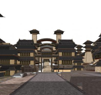 传统木结构建筑su模型下载_sketchup草图大师SKP模型