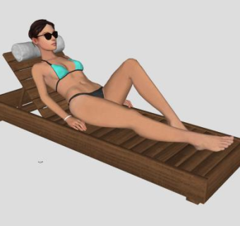 躺椅上的沙滩美女SU模型下载_sketchup草图大师SKP模型