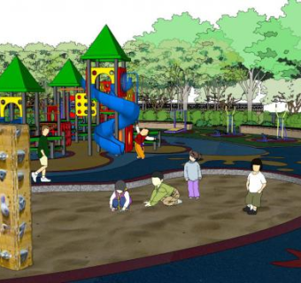 小区健身场su模型下载_sketchup草图大师SKP模型