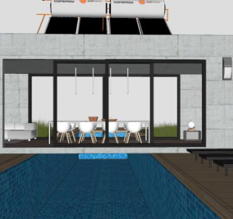 带游泳池的别墅SU模型下载_sketchup草图大师SKP模型