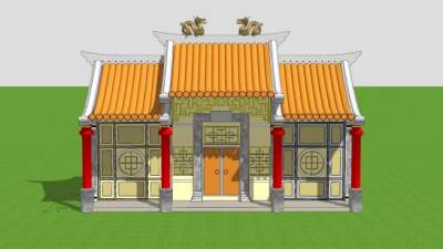 中式庙堂建筑SU模型下载_sketchup草图大师SKP模型