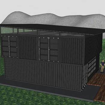 小型集装箱建筑SU模型下载_sketchup草图大师SKP模型