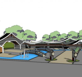 广场大门su模型下载_sketchup草图大师SKP模型