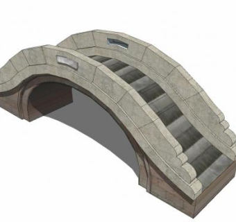 中式园林拱桥SU模型下载_sketchup草图大师SKP模型