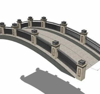 简欧灯柱景观桥SU模型下载_sketchup草图大师SKP模型