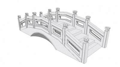 中式仿古景观桥SU模型下载_sketchup草图大师SKP模型