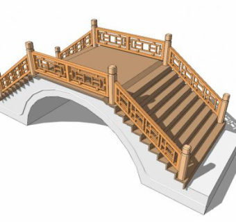 中式雕刻护栏拱桥SU模型下载_sketchup草图大师SKP模型