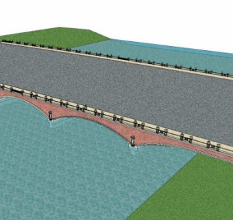 现代马路大桥SU模型下载_sketchup草图大师SKP模型