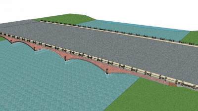 现代马路大桥SU模型下载_sketchup草图大师SKP模型