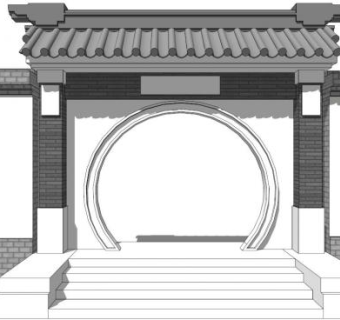 中式别墅院门su模型下载_sketchup草图大师SKP模型