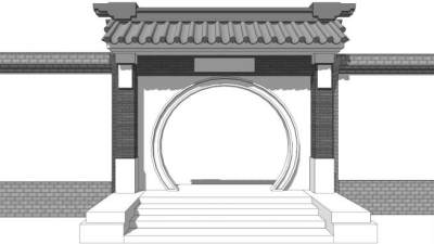 中式别墅院门su模型下载_sketchup草图大师SKP模型