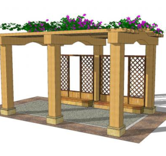 欧式廊架藤架SU模型下载_sketchup草图大师SKP模型